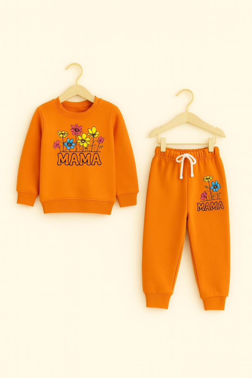mustard Mama Printed Kids 2-Piece Tracksuit