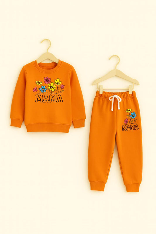 mustard Mama Printed Kids 2-Piece Tracksuit