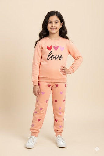 Girls' Love & Hearts Sweatshirt and Joggers